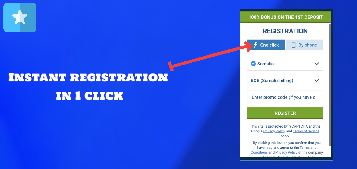 Instant registration in 1 click